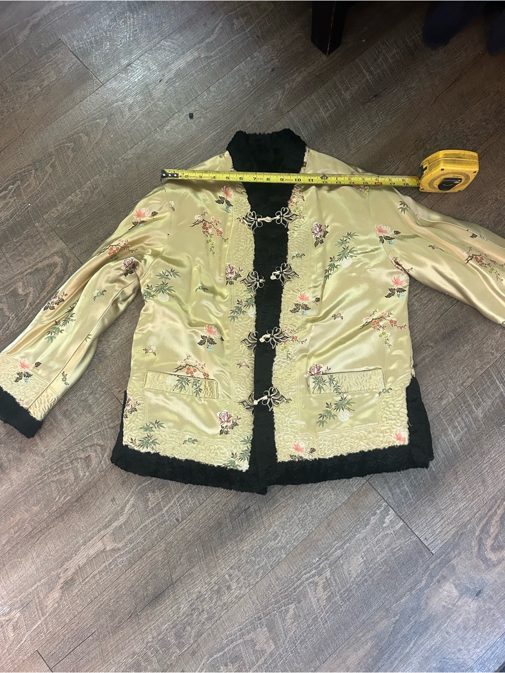 reversible Silk floral  Jacket with Black Trim